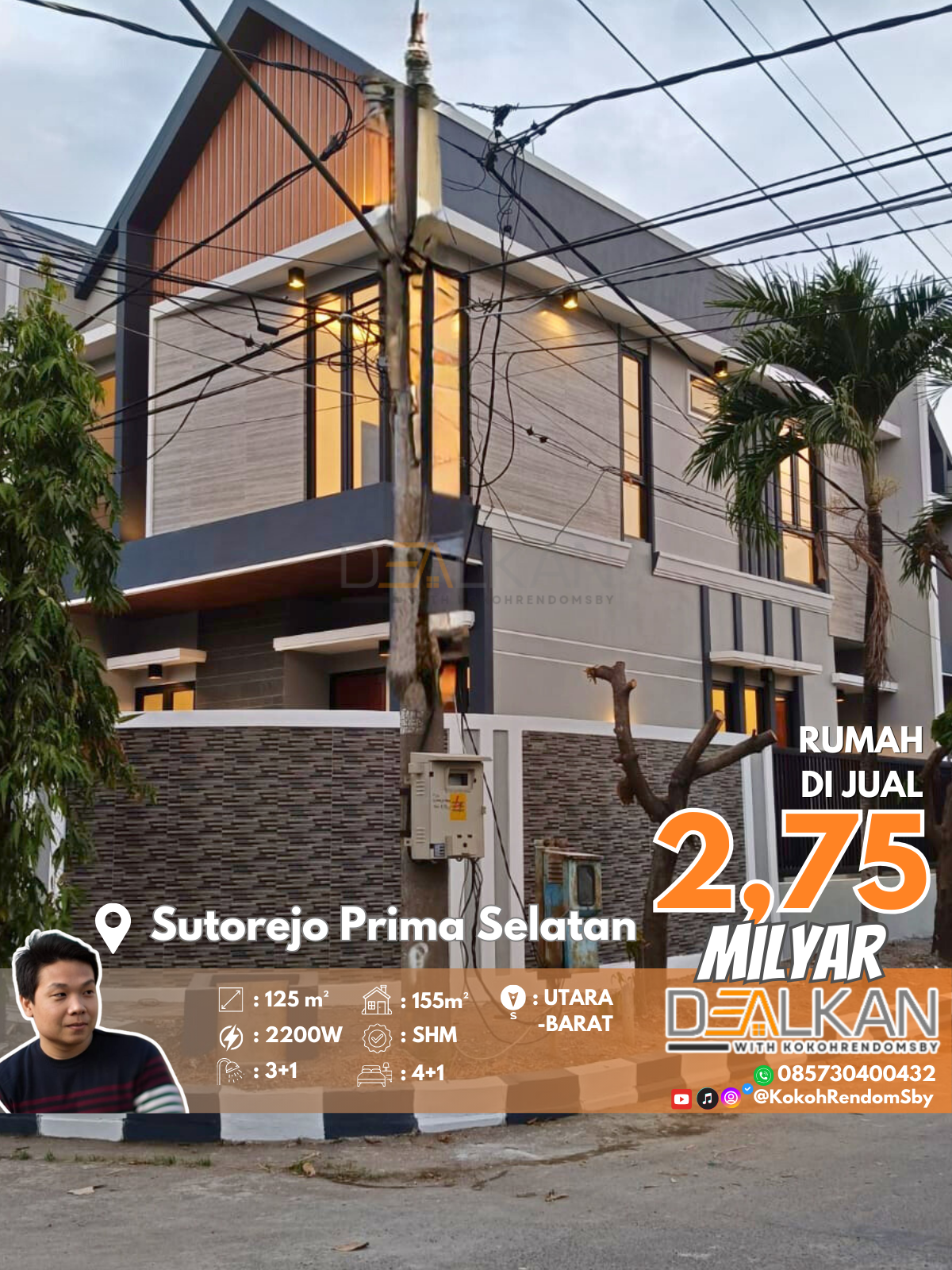 SUTOREJO PRIMA SELATAN - DIJUAL RUMAH HOOK BARU GRESS DEPAN FASAD LAPANGAN TENIS - ONE GATE SYSTEM - Dealkan