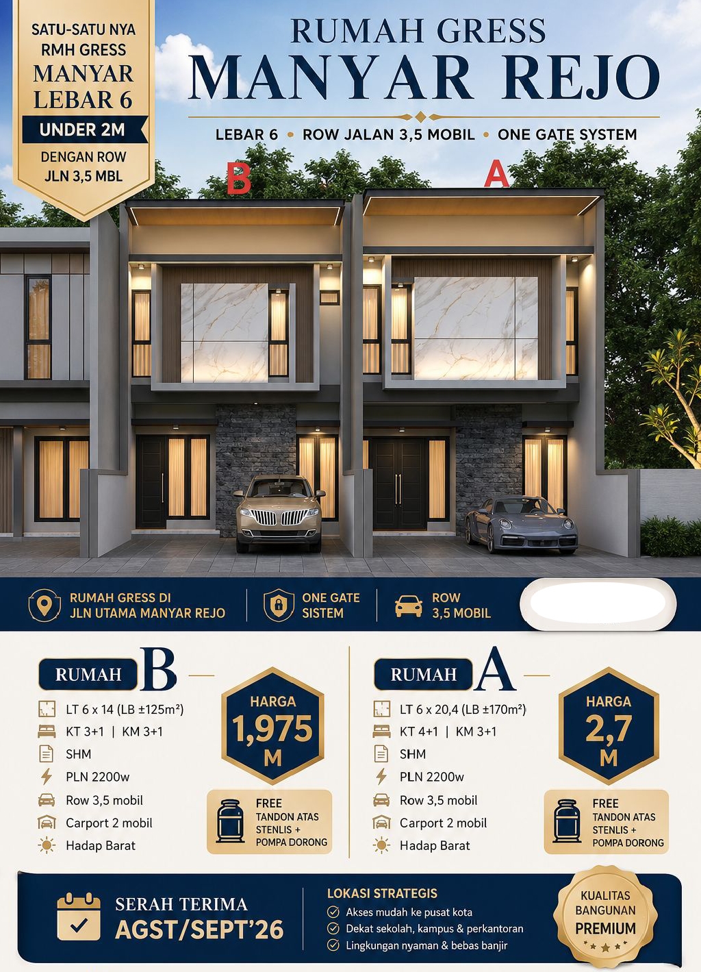 Dijual rumah baru Manyar Rejo - Dealkan