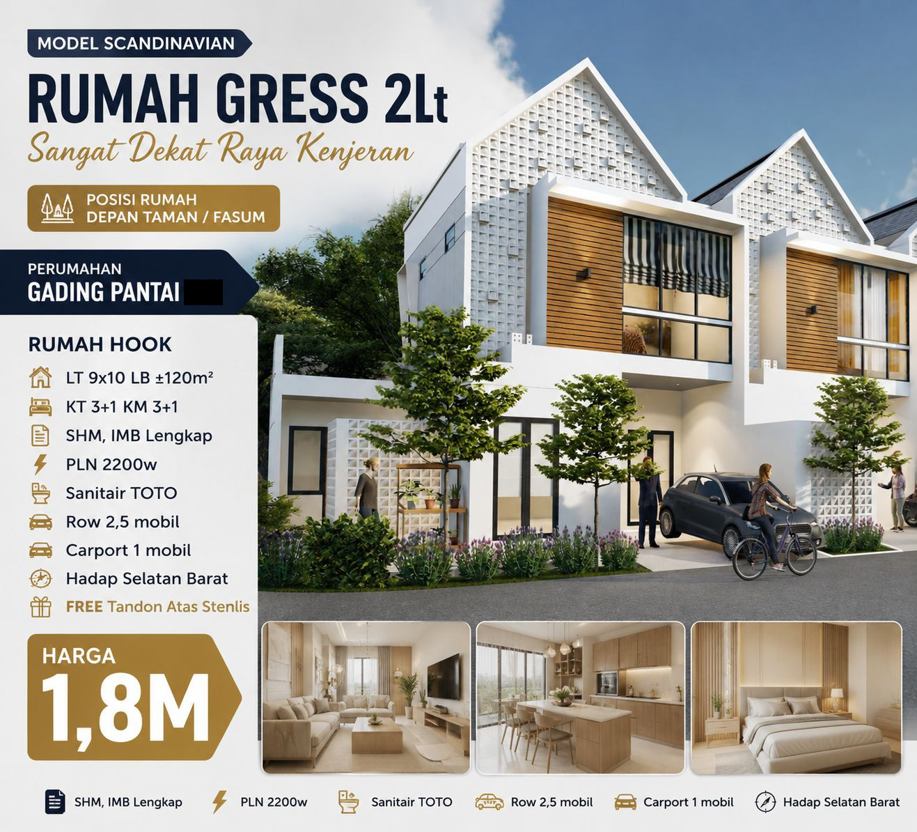 Dijual Rumah Gress Model Scandinavian Gading Pantai - Dealkan