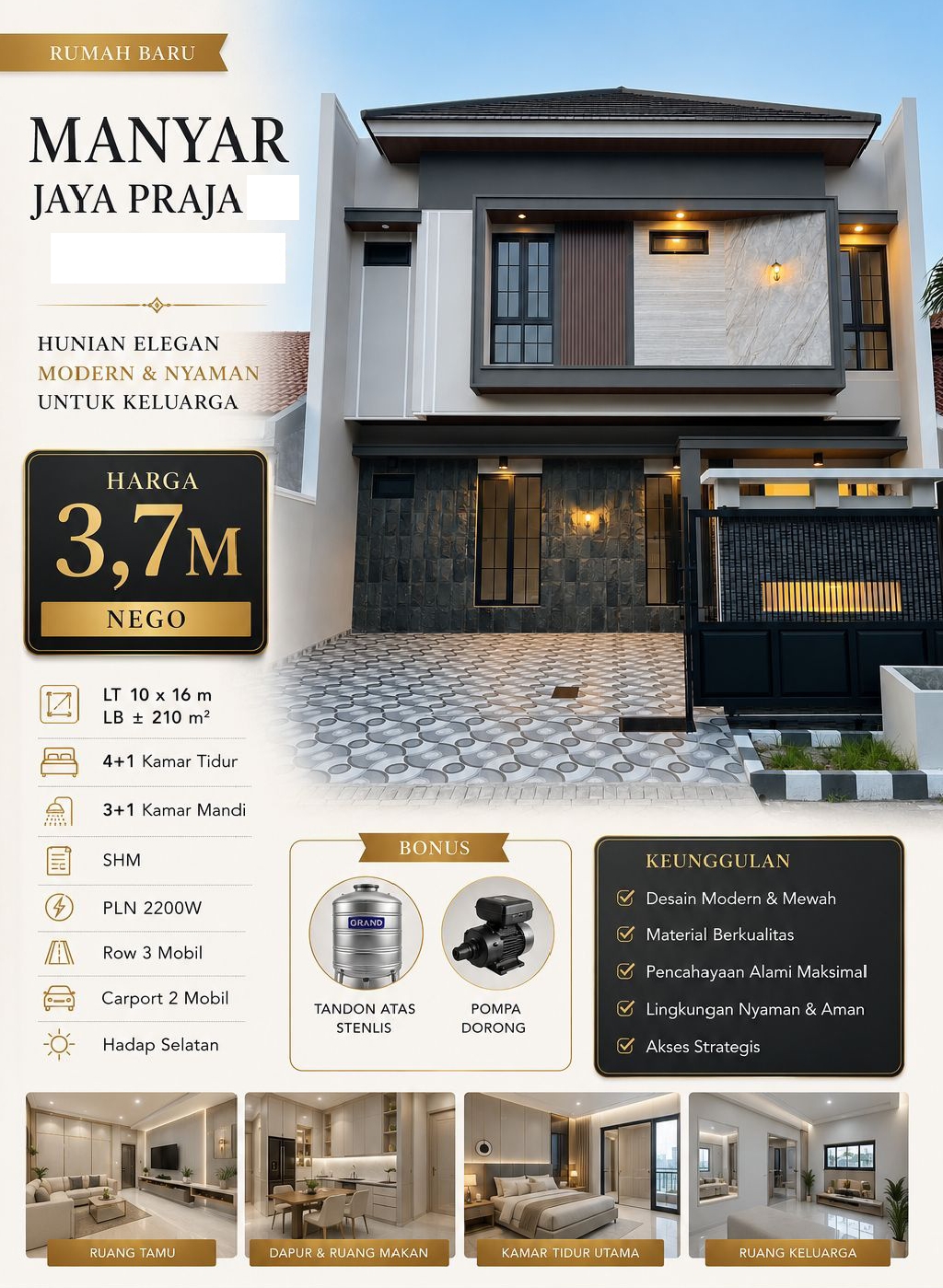 Dijual Rumah Baru Gress Lebar 10 Manyar - Dealkan